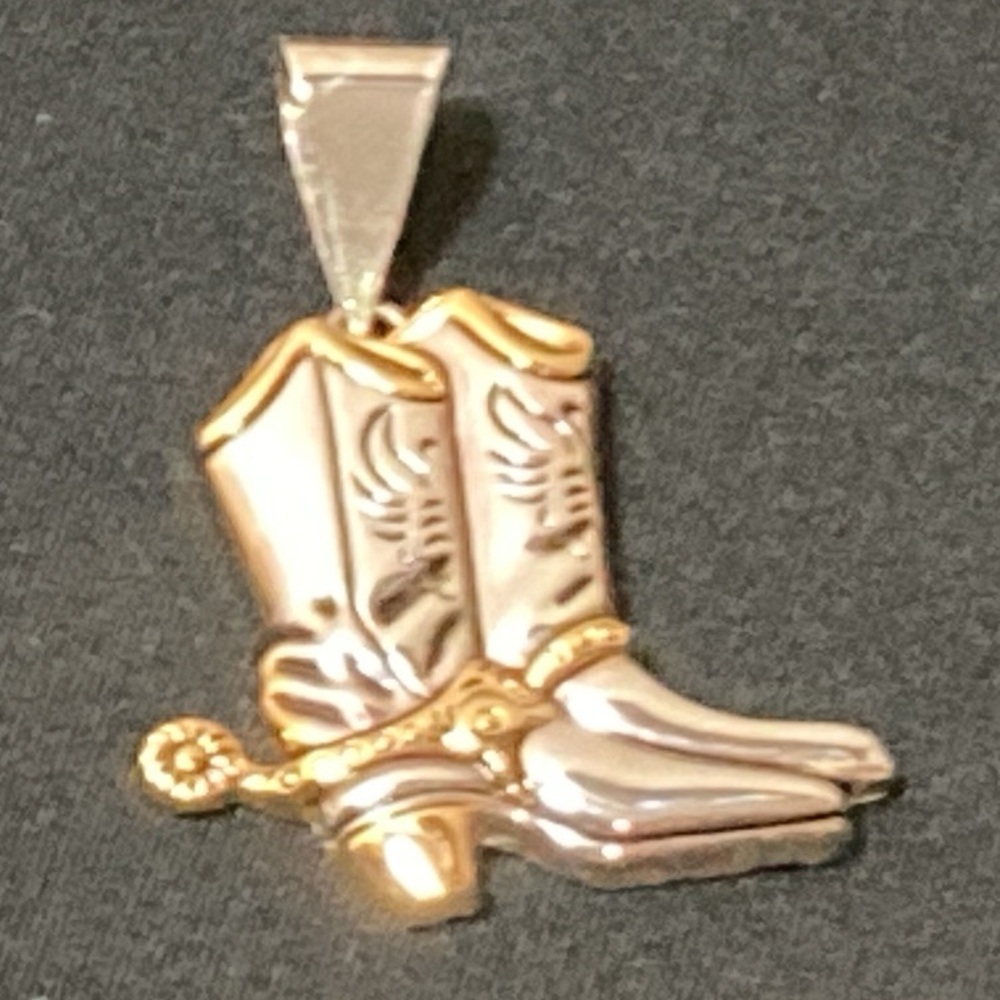 BEST SIGNED SILVER & GOLD TONE, BOOT PENDANT AND NECKLACE